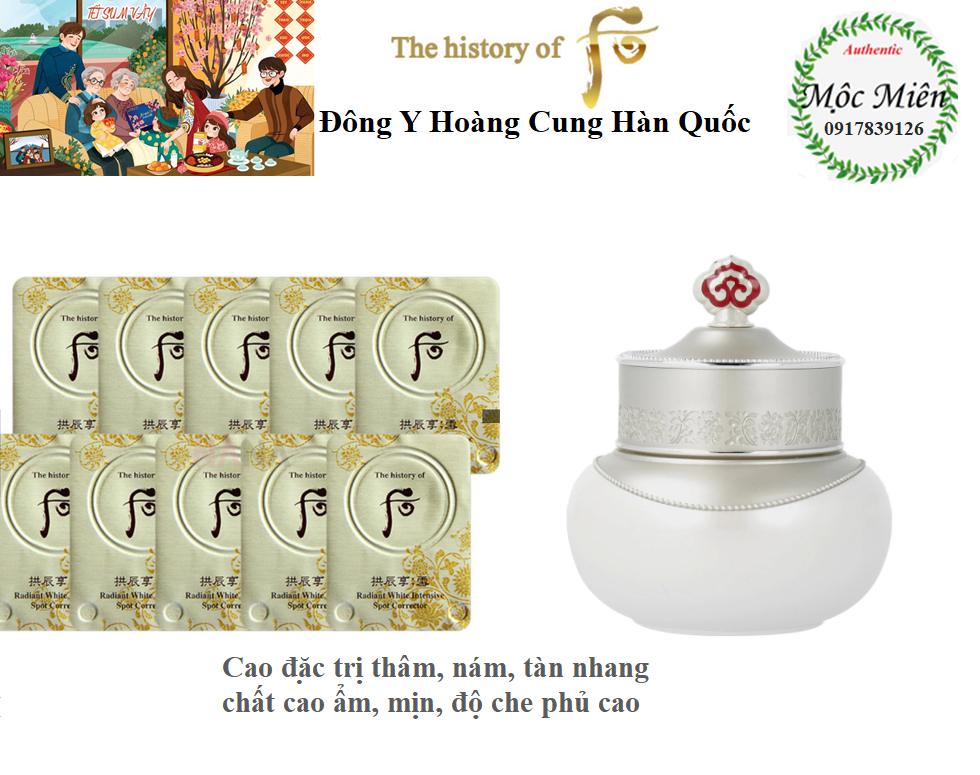 Combo viên Cao Nám Whoo Radiant White Ultimate Corrector mờ sạm nám tàn nhang cực hiệu quả viên 0.6mlx1