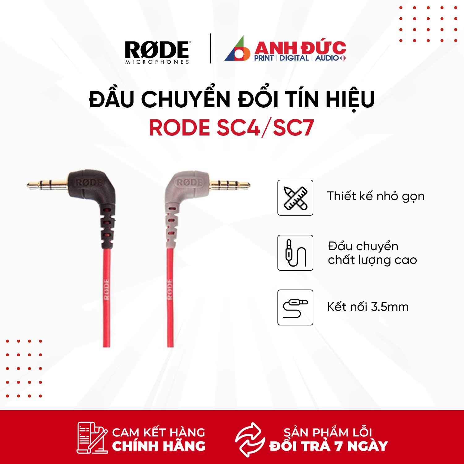 Đầu chuyển đổi tín hiệu rode sc7 chính hãng, jack cắm 3.5mm chất lượng cao