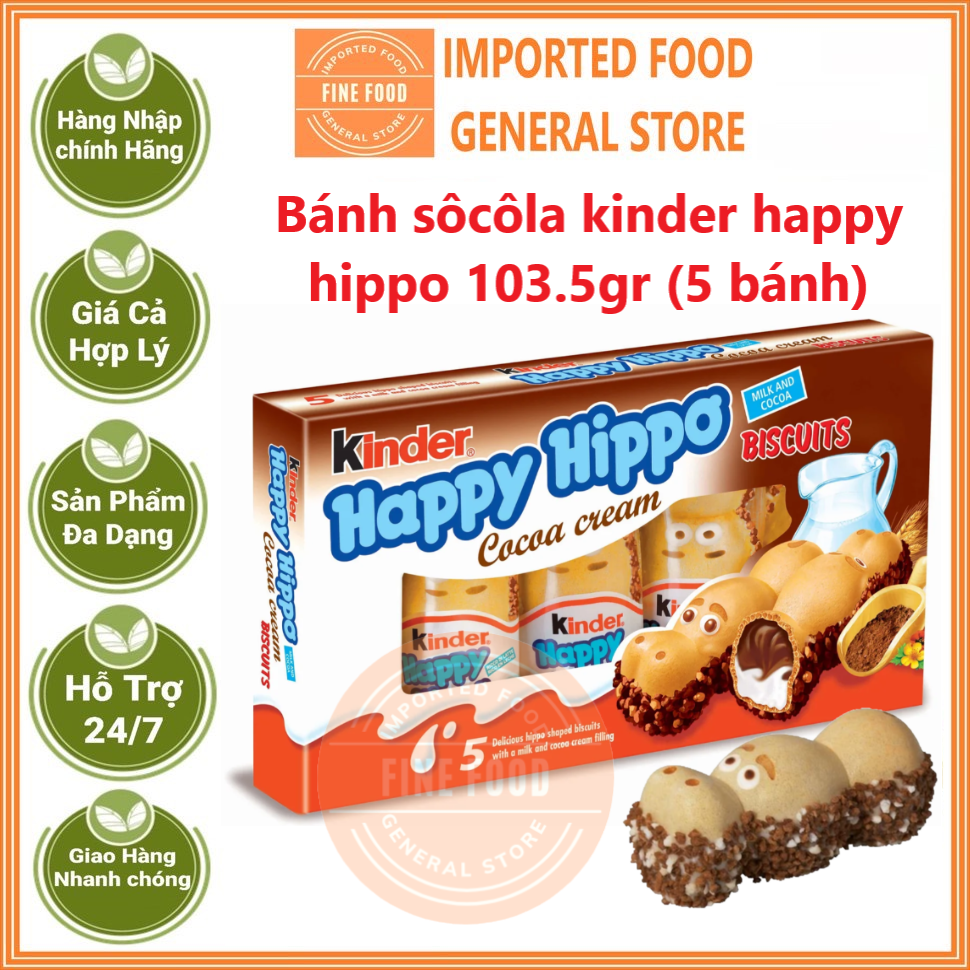 Bánh socola kinder happy hippo cacao 103g
