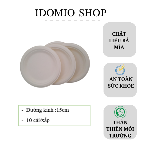 ĐĨA GIẤY 15CM/ BẢ MÍA THÂN THIỆN MÔI TRƯỜNG – 10 CÁI