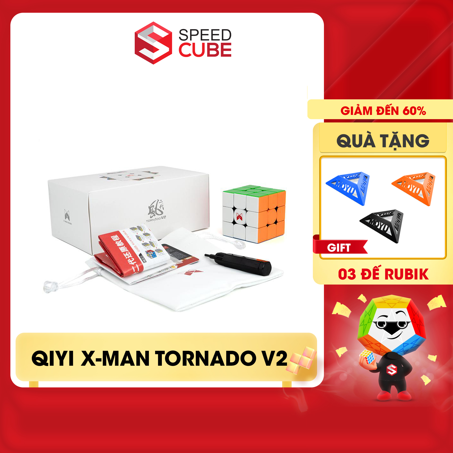 Rubik 3x3 XMAN TORNADO V2 Rubic 3 Tầng Nam Châm Thế Hệ Thứ 2 (Flagship) Chính Hãng QiYi - Shop Speed Cube