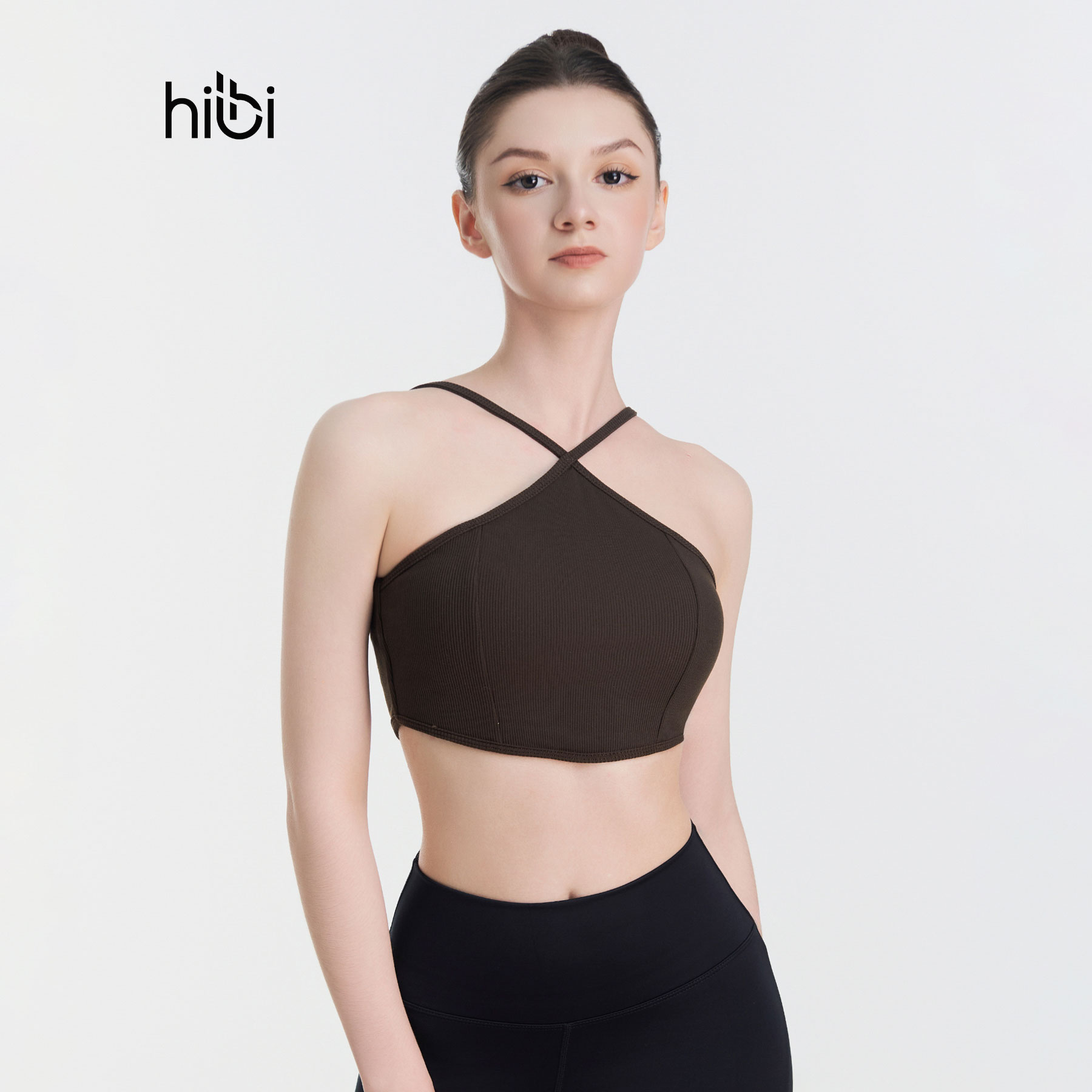 Áo Bra Tập Yoga Gym Hibi Sports BA514, Kiểu Áo Cổ Yếm Hai Dây, Chất Vải Rib Cao Cấp, Kèm Mút Ngực