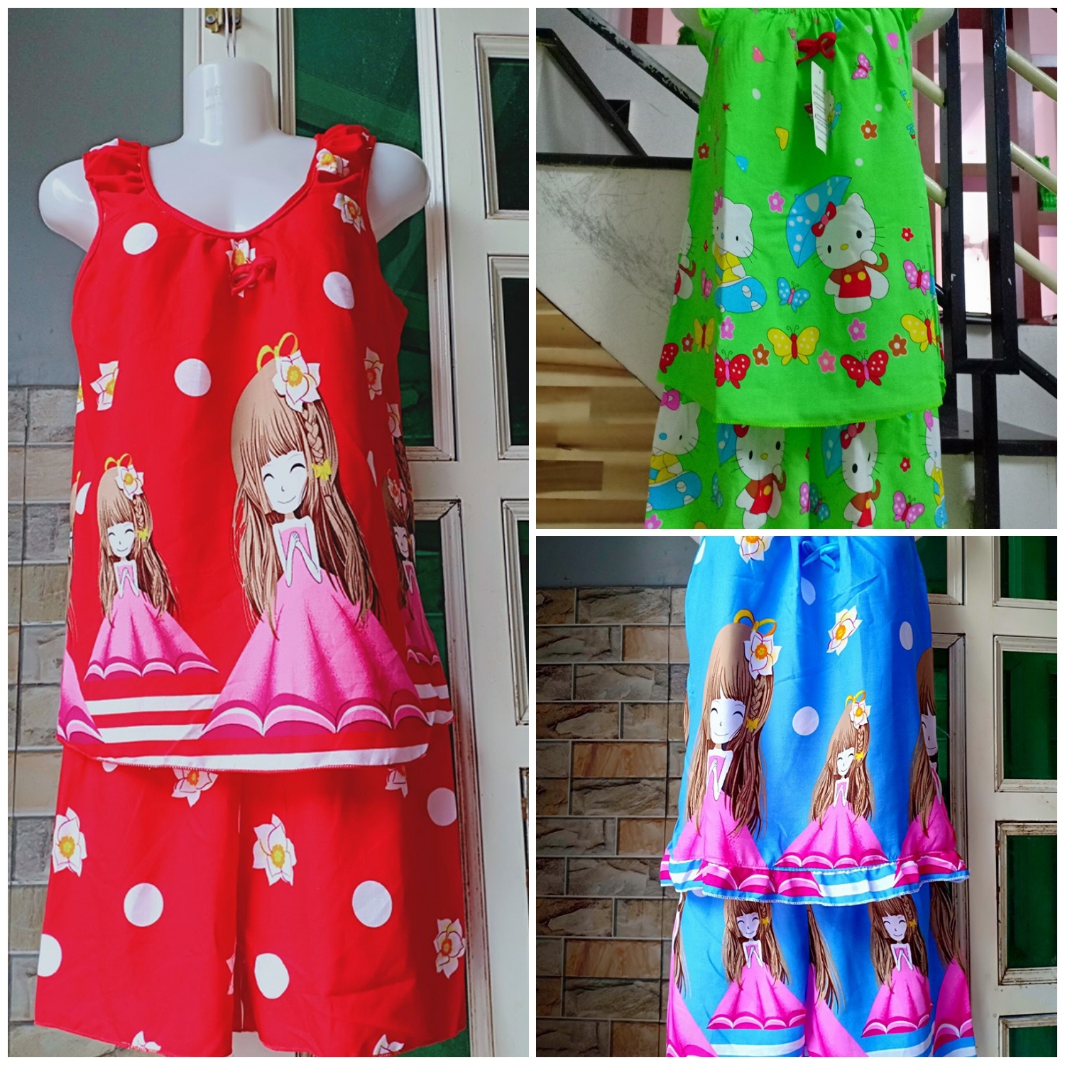 [Freeship 49k] Đồ Bộ Bé Gái Vải Tôn Lanh Quần Ngắn- M72