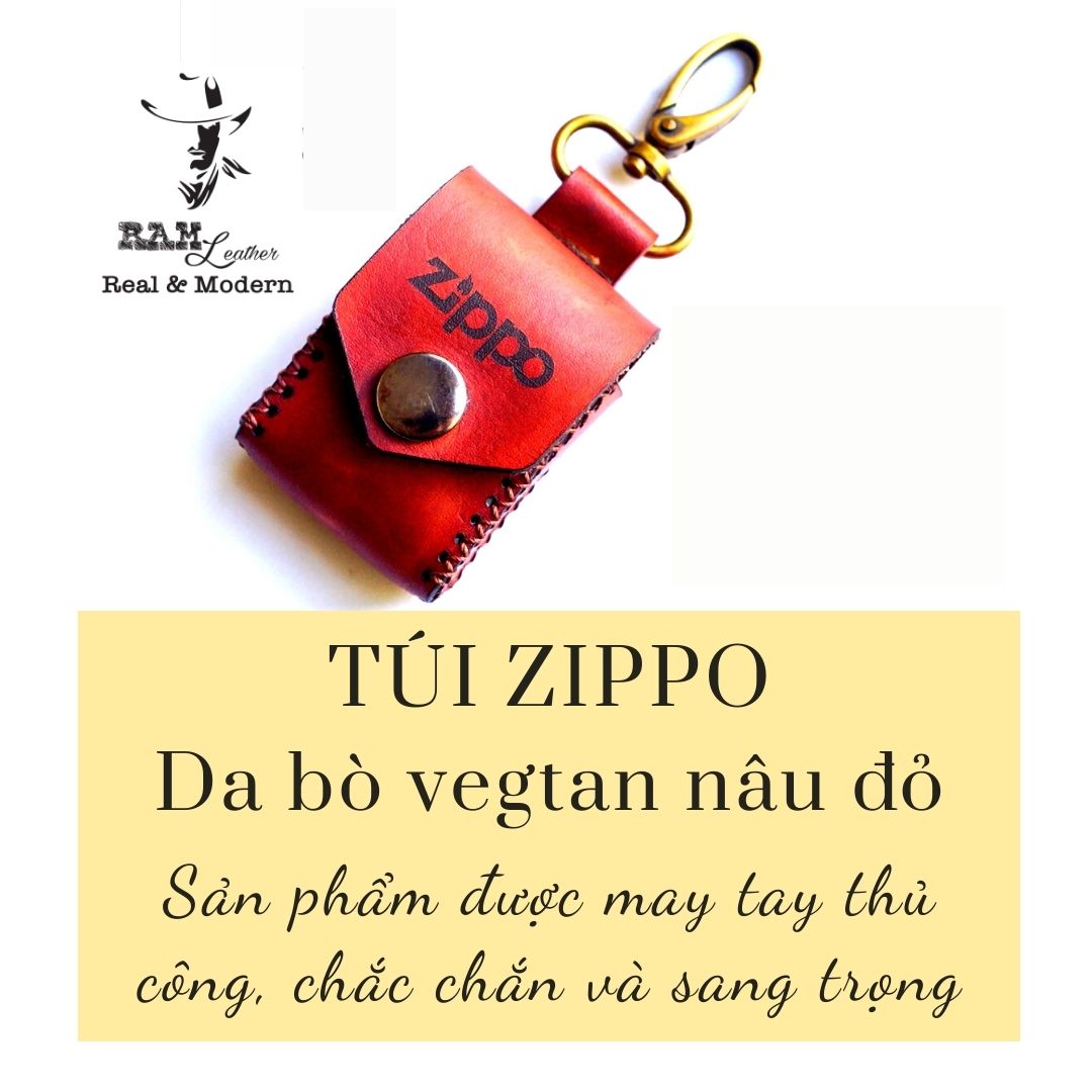 Bao zippo siêu bền da bò vegtan ý - chính hãng ram leather