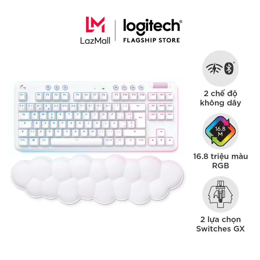 Bàn phím cơ gaming Logitech G715 TKL Aurora - Bluetooth & Lightspeed, RGB, 2 switch, PC, Mac, Laptop