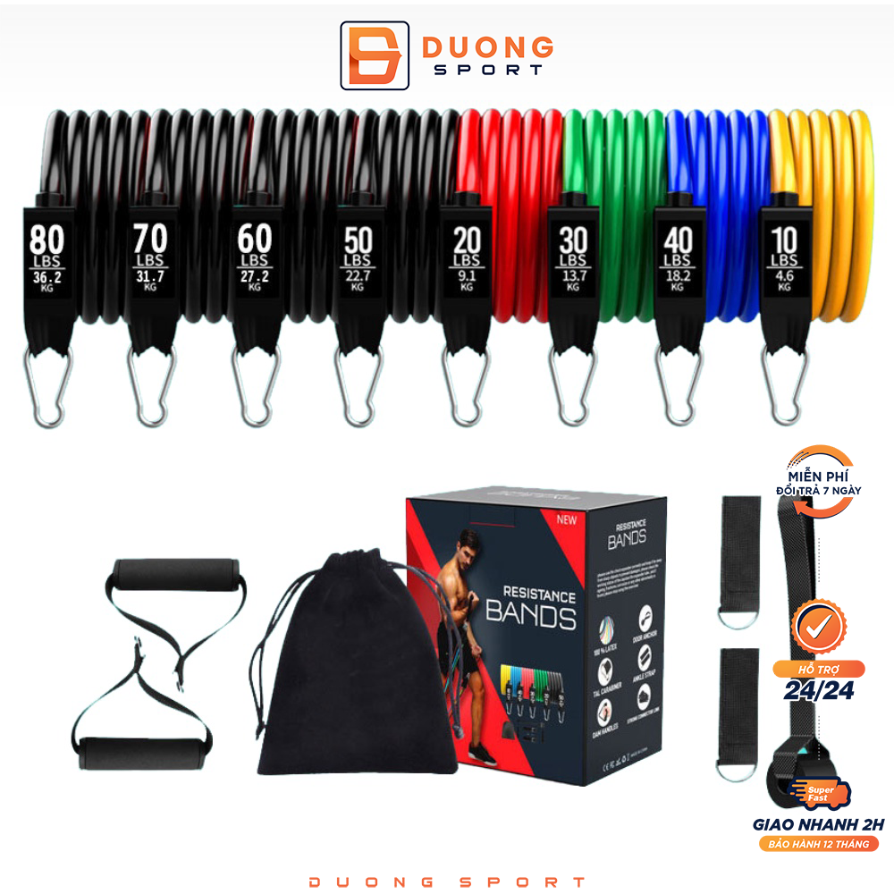 Bộ Dây Ngũ Sắc Tập Full Body Dụng Cụ Tập Gym Toàn Thân Đa Năng Tại Nhà