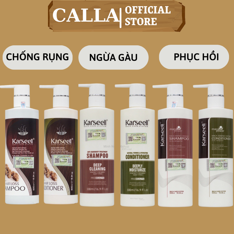 Dầu gội xả collagen karseell maca 500ml * 2 phục hồi tóc hư tổn siêu mượt hương nước hoa | calla official