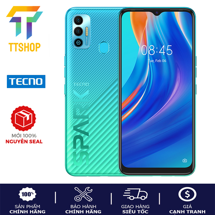 Điện Thoại TECNO Spark 7T 4GB/64GB Nguyên seal - Pin 6000 mAh - Helio G35  - Hàng Chính Hãng