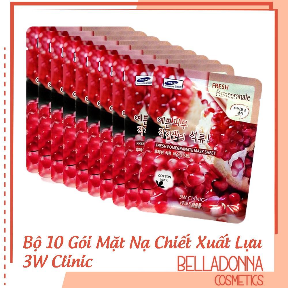 [HCM]Bộ 10 gói mặt nạ chiết xuất lựu 3W Clinic Fresh Pomeranate Mask Sheet 23ml X 10
