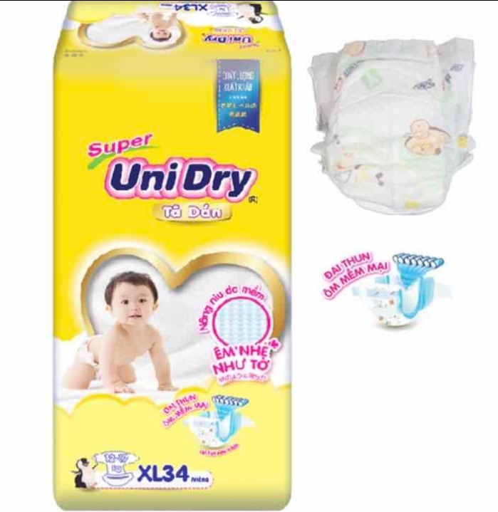 Tã dán Unidry mẫu mới size XL34 miếng dùng cho trẻ từ 12-17kg