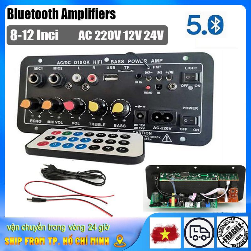 Giao hàng từ Việt Nam trong vòng 24 giờMạch loa D10 Bluetooth 5.0 hát Karaoke công suất lớn 120w 12V/24V/220V lắp loa kéo chế loa