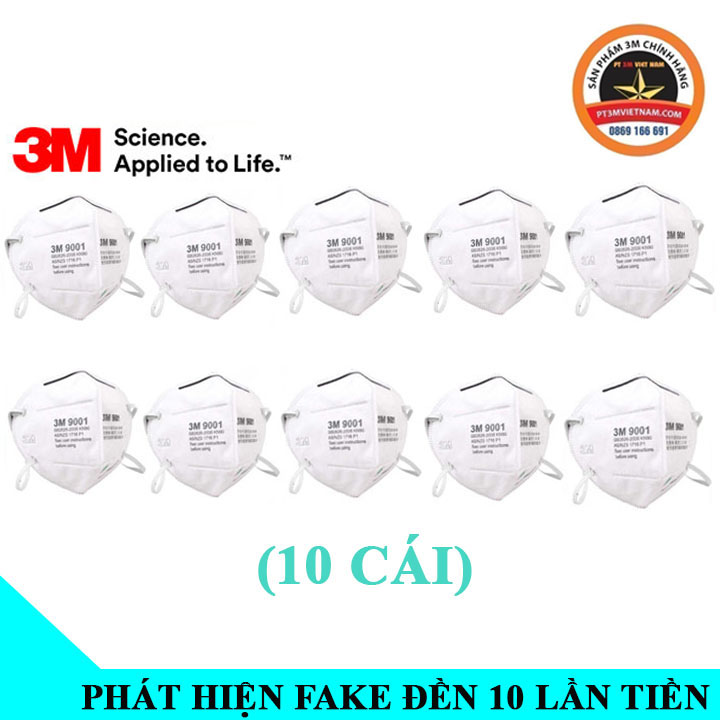 10 Chiếc khẩu trang 3M 9001 kháng khuẩn lọc bụi siêu mịn pm 2.5 (10 chiếc)