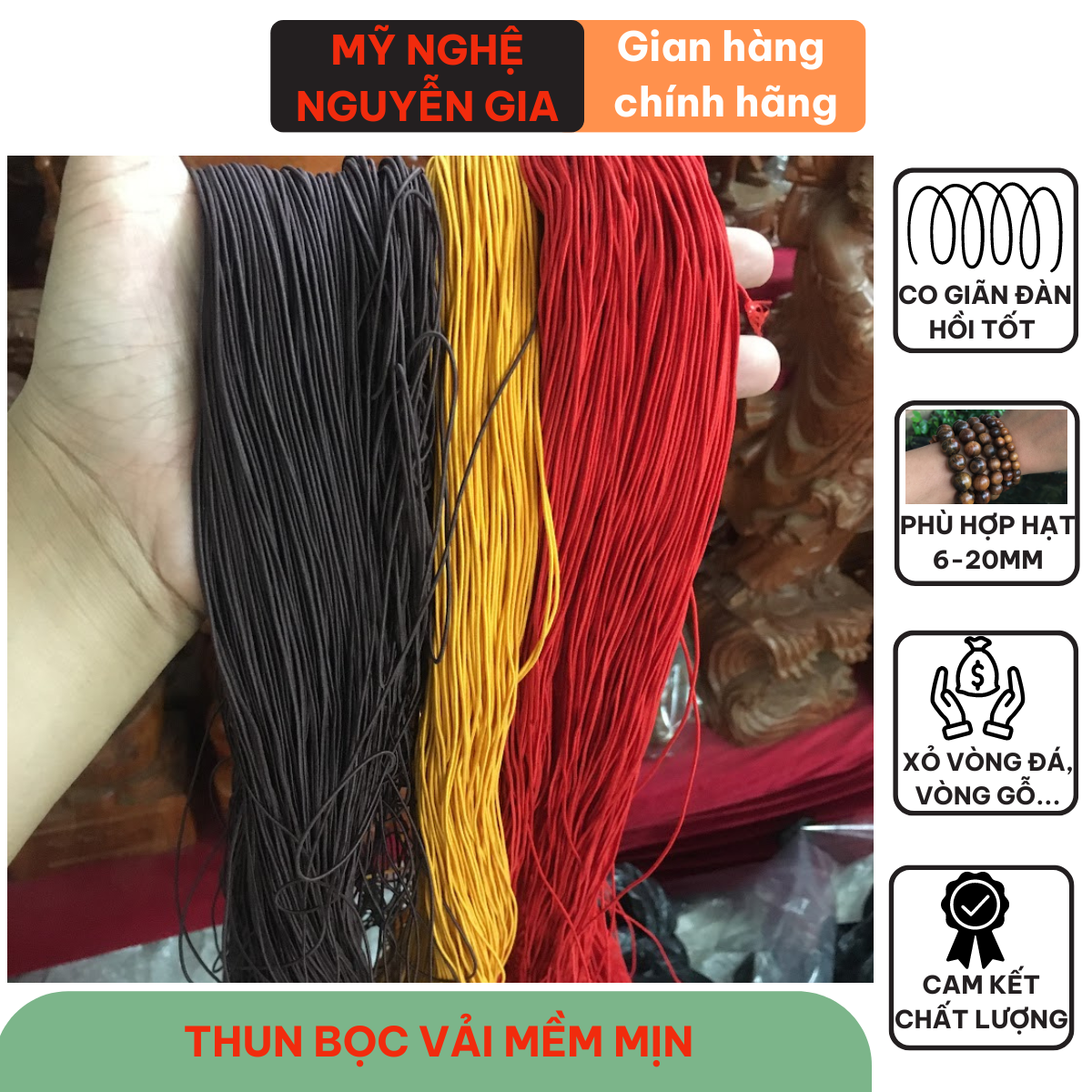  Dây xỏ chuỗi hạt vòng dạng chun co dãn đàn hồi tốt cỡ 1mm xỏ hạt từ 6mm-20mm - dây xâu chuỗi hạt làm vòng đeo tay loại tốt 