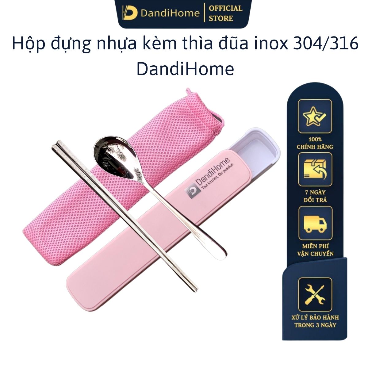 Hộp đựng thìa đũa cá nhân DandiHome tiện lợi, vệ sinh (sản phẩm có lựa chọn hộp lẻ và hộp có kèm thìa đũa)
