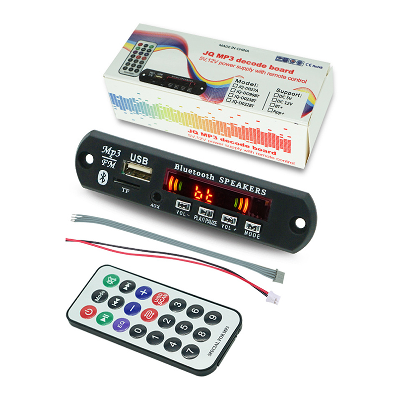 gnR40lil Bảng Mạch Giải Mã MP3 WMA không dây Bluetooth 5.0 9V-12V Mô-đun Radio FM TF USB âm thanh xe hơi màn hình màu máy nghe nhạc MP3 có điều khiển từ xa