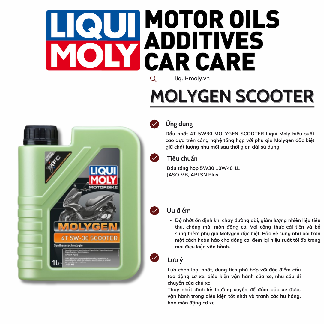 Dầu nhớt Liqui Moly Molygen cho xe máy tay ga 4 thì