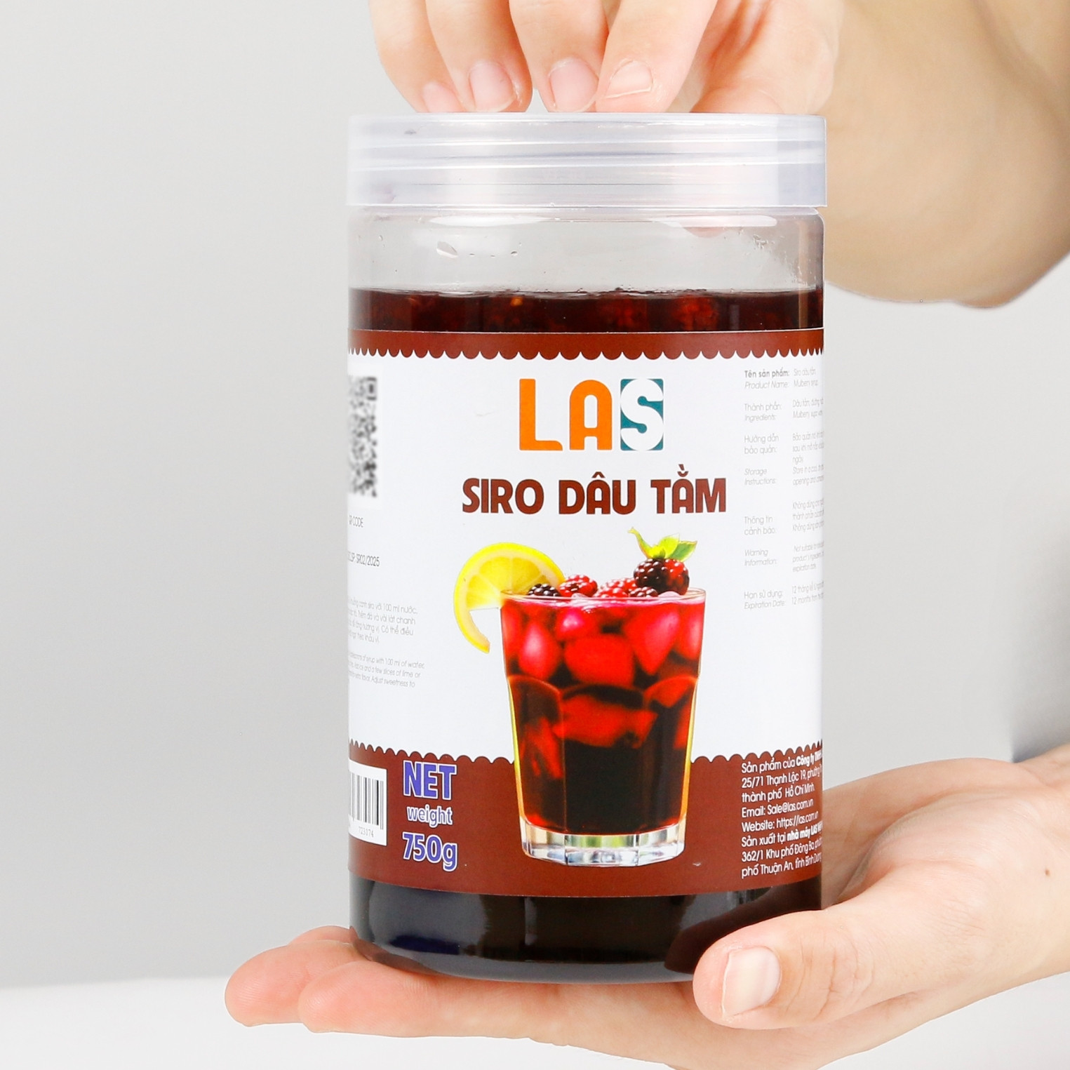 Siro dâu tằm có trái, dâu dai giòn, dùng pha chế, giải khát - Hũ 750g, Gói lớn 2kg | LAS Việt Nam