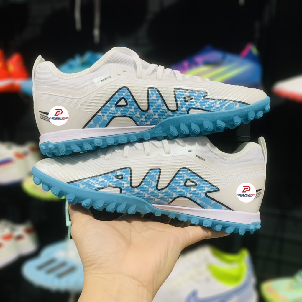 Giày bóng đá vapor 15 pro trắng xanh cao cấp