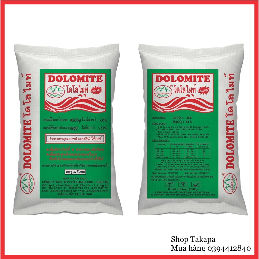 Combo 3Kg Vôi Dolomite xử lý nước nuôi Ốc Bươu Đen