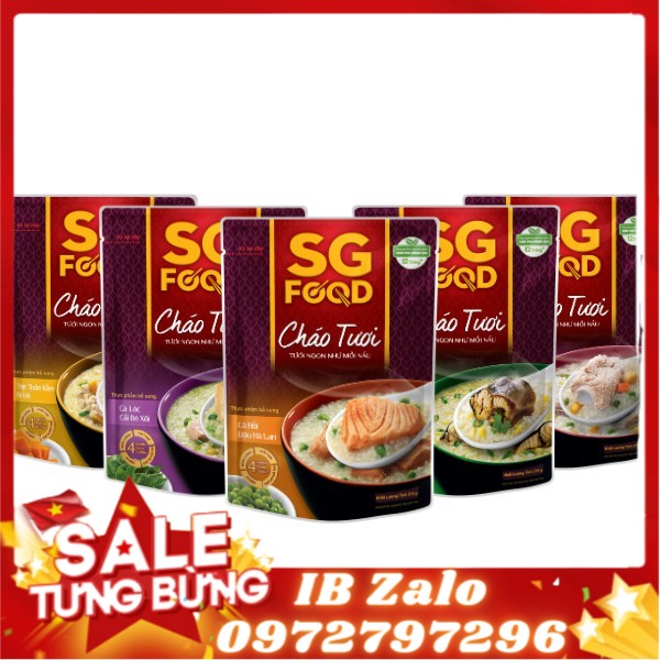 Thùng 30 gói cháo tươi sài gòn food 5 vị 270g