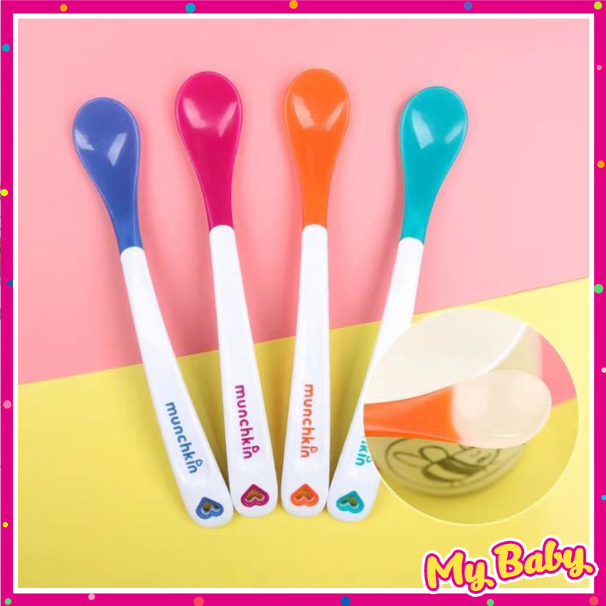 [Lẻ Cái] Thìa báo nóng, thìa ăn dặm cho bé thương hiệu Munchkin AD66, Thìa Ăn Dặm, Dụng Cụ Ăn Dặm, Thìa Tập Ăn Cho Bé
