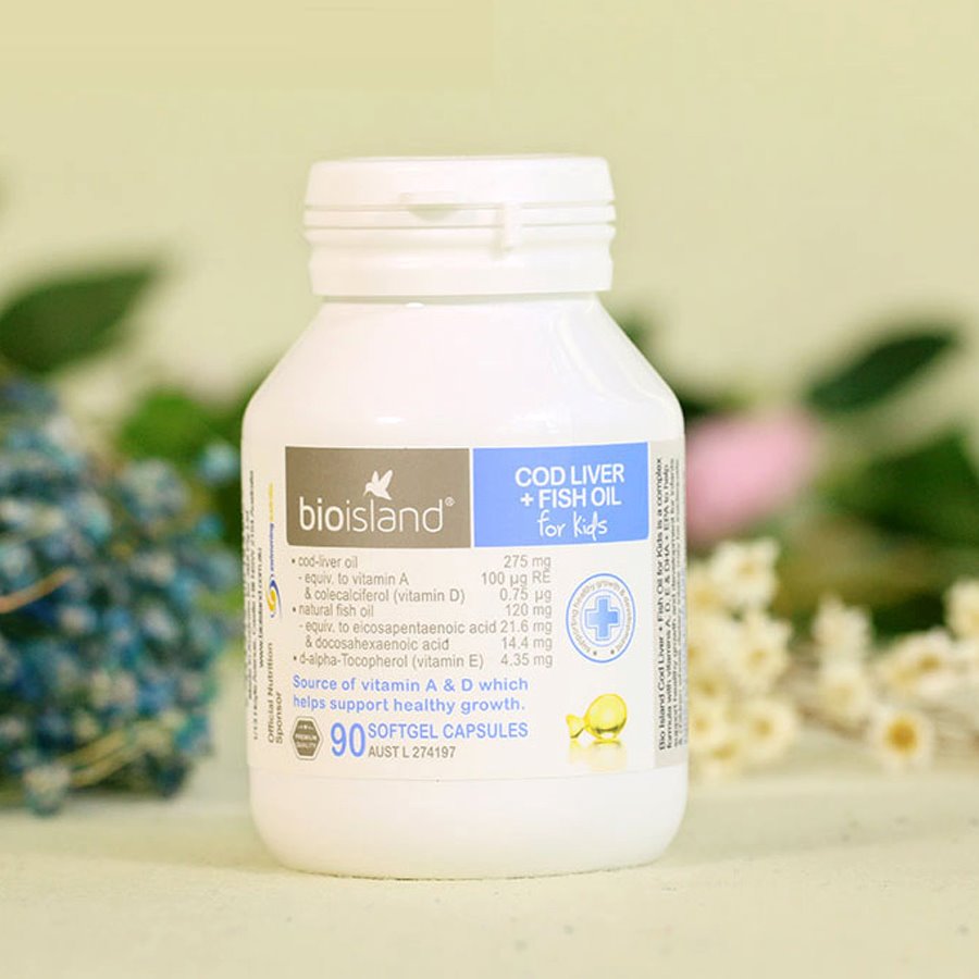Bio Island Cod Liver Fish Oil – Dầu gan cá tuyết giúp trẻ sáng mắt, thông minh 90 viên