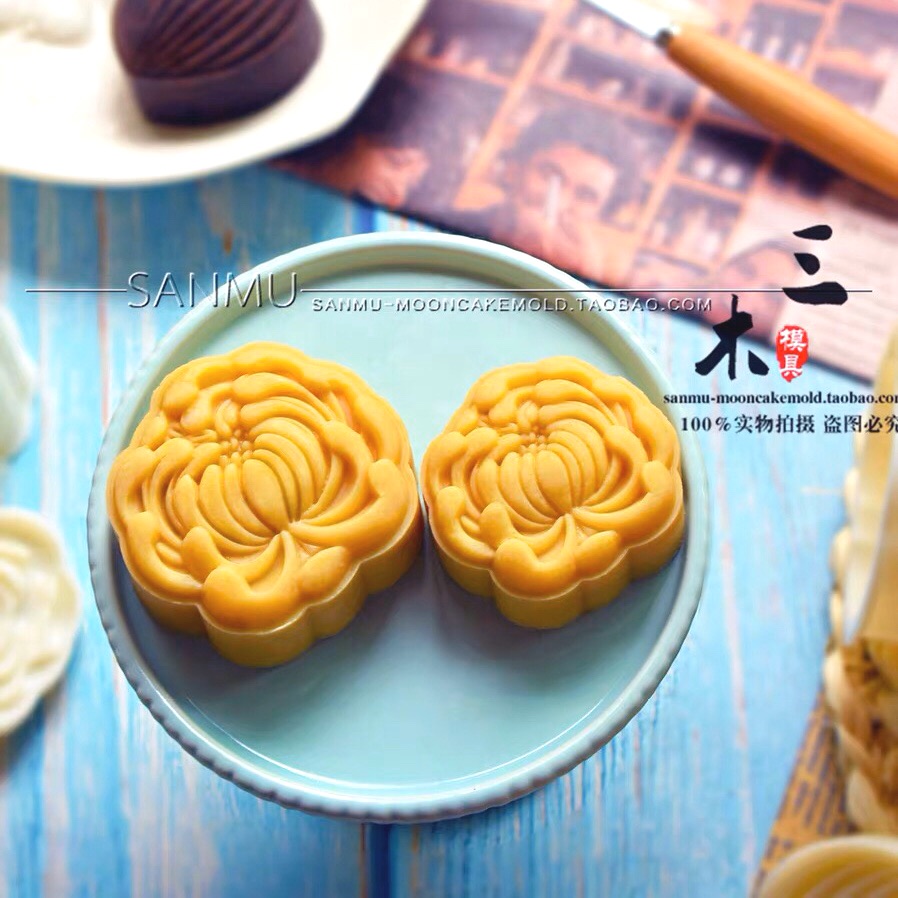 Khuôn bánh trung thu hoa cúc 3D