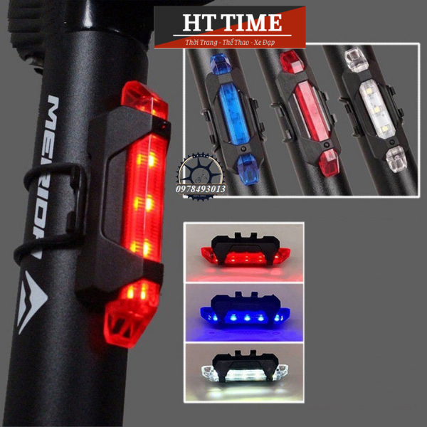 Đèn Led báo hiệu gắn đuôi xe đạp chống nước có cổng sạc USB - INTL