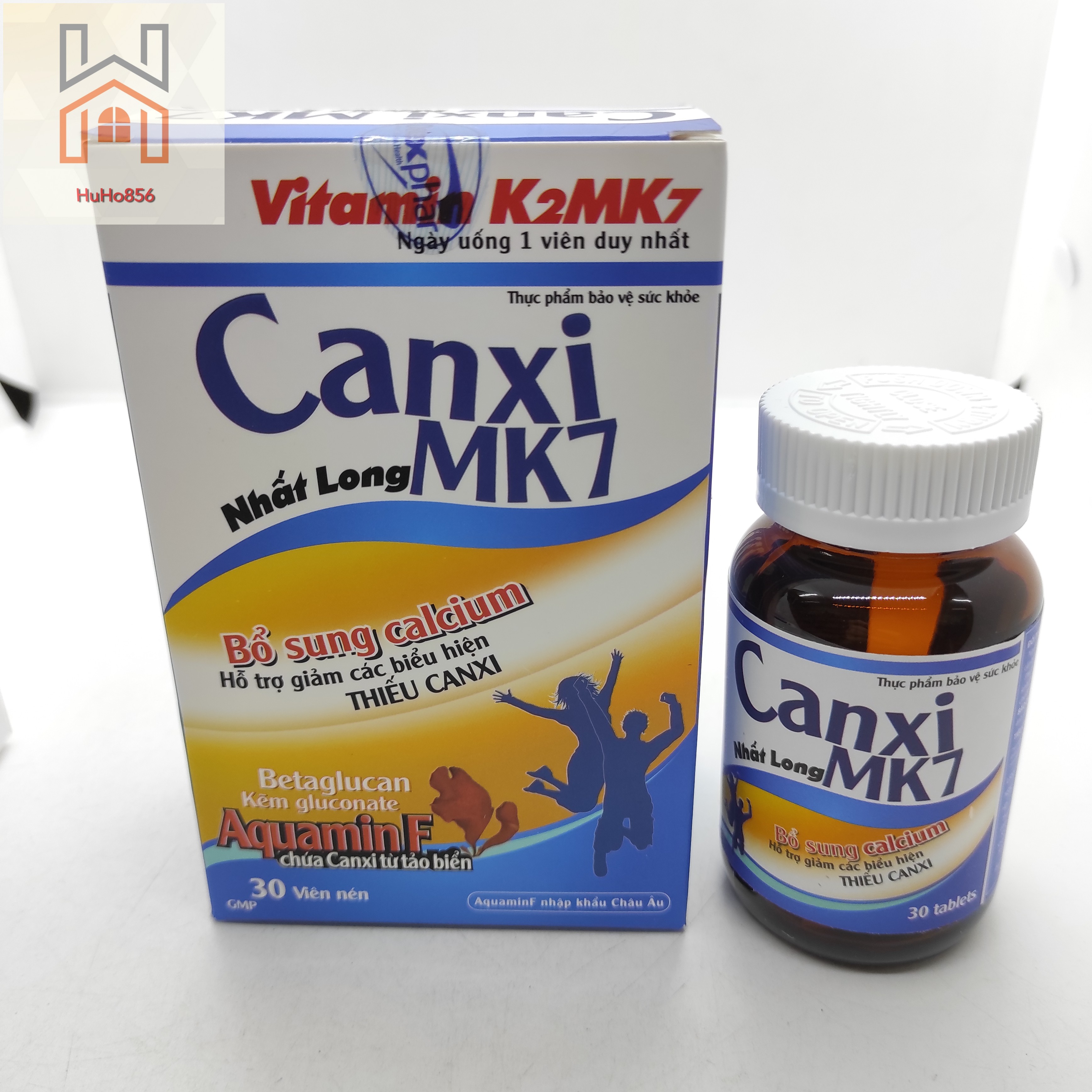 Bổ sung calcium- canxi mk7 nhất long - hỗ trợ giảm các biểu hiện thiếu canxi lọ 30 viên