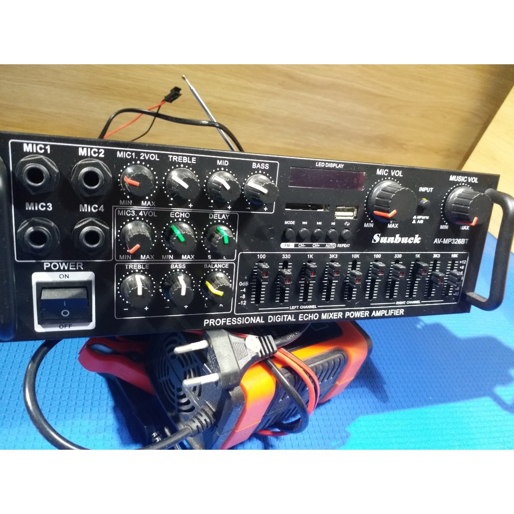Amply 12v -220v karaoke - bluetooth- cực hay -sunbuck mp-326bt có quạt tản nhiệt