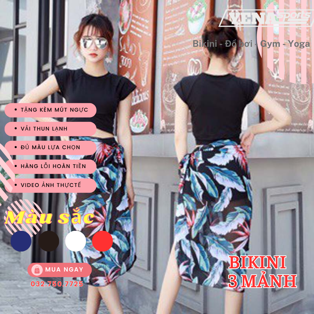[FREESHIP + HOÀN TIỀN 50K] Đồ bơi nữ bikini 3 mảnh áo tắm nữ sinh áo tắm ba mảnh xẻ sâu gợi cảm size lớn nhỏ tươi ngực áo tắm bikini Hàng Quảng châu - Trung Quốc QC001
