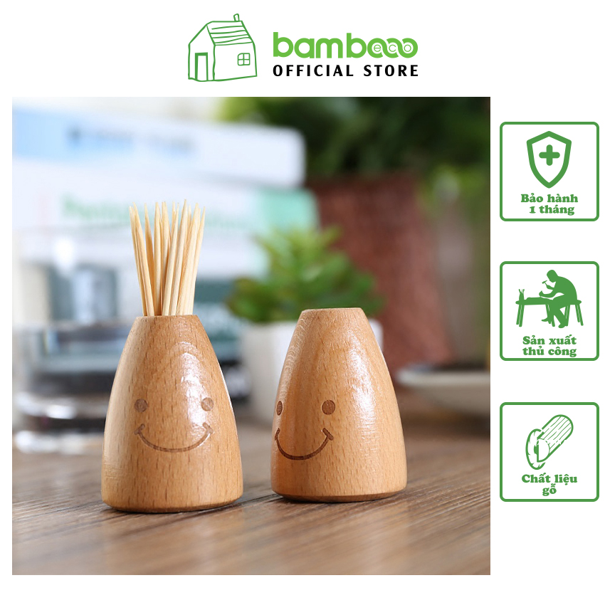Lọ đựng tăm BAMBOOO ECO hũ đựng tăm bằng gỗ trang trí decor bàn ăn