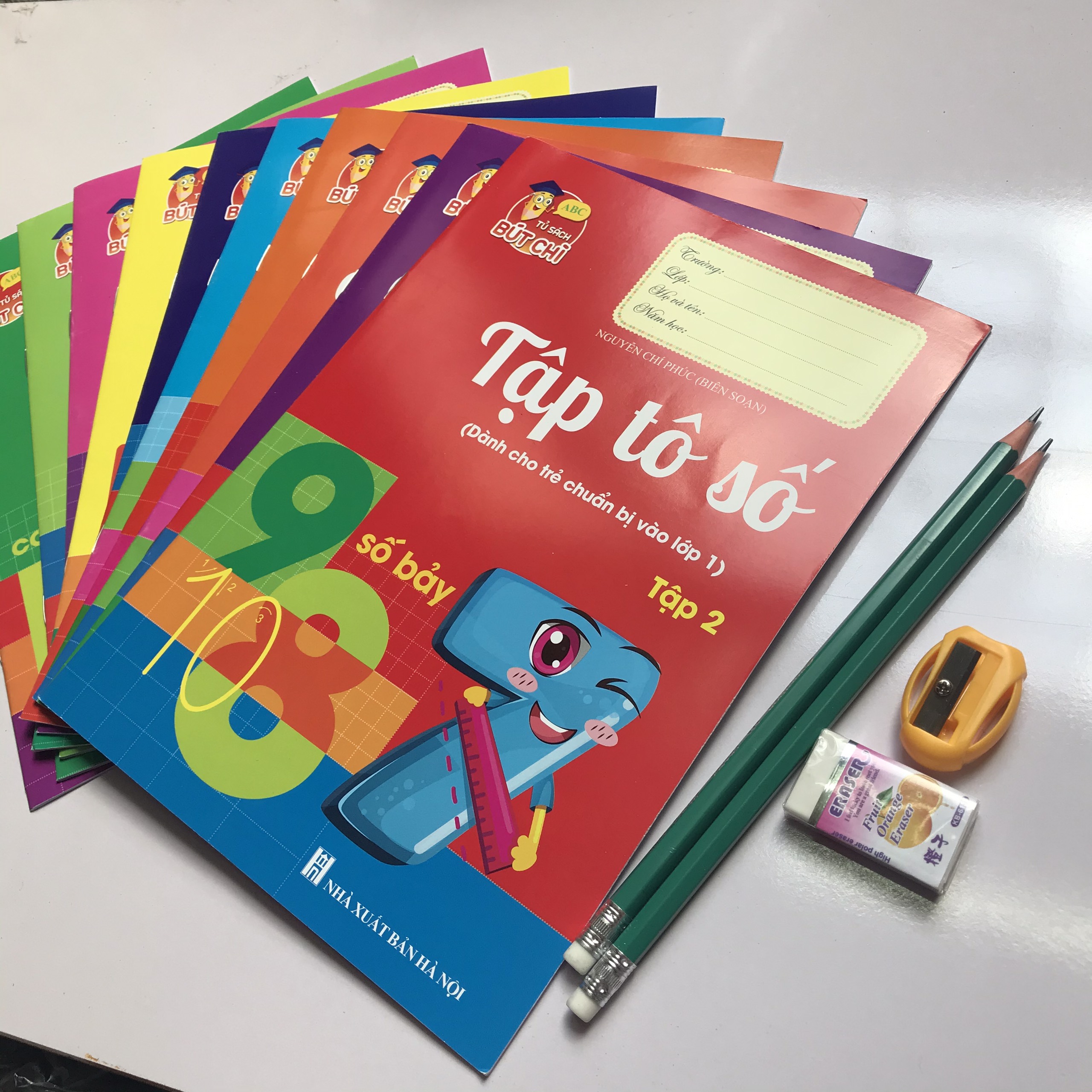 Set 10 vở tập tô phát triển iq cho bé - tặng kèm 2 bút chì, gôm tẩy và gọt bút chì