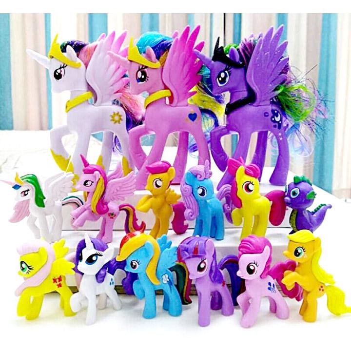 Set Bộ 3 Ngựa Thiên Thần Pony 14cm+12 Ngựa Pony 6cm-7cm Loại To - 8cm