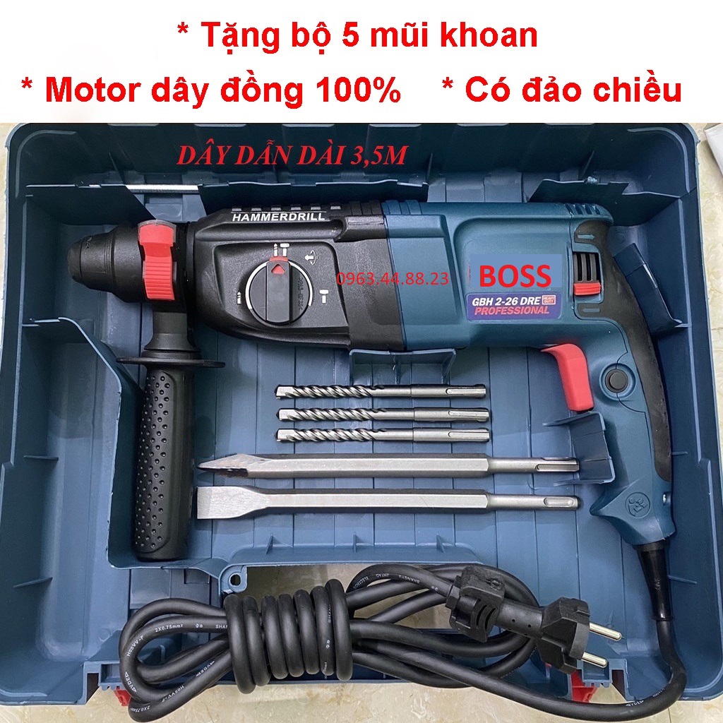 Vali Máy Khoan Đục Bê Tông 3 Chức Năng GBH.DRE226 Kèm Mũi Khoan Đục Máy Khoan Cầm Tay 3 Chế Độ Sắt Gỗ Bê Tông Máy Khoan Đục Cầm Tay Motor Đồng Bảo Hành 12 Tháng