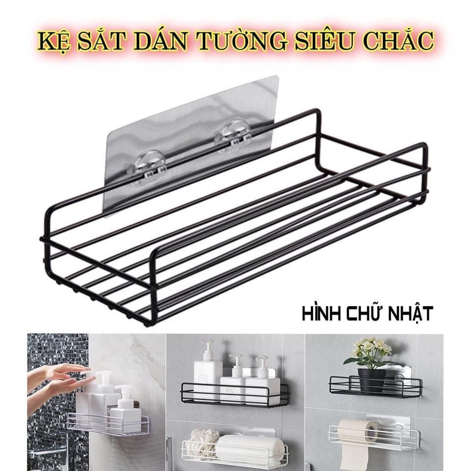 Kệ Đựng Đồ Nhà Tắm Dán Tường Hình Chữ Nhật Dạng Lưới , Kệ Để Đồ Nhà Tắm Lưới Sắt Hình Chữ Nhật Dán Tường, Kệ Thép Sơn Tĩnh Điện Cao Cấp Không Gỉ Siêu Chắc - Kệ Chữ Nhật Khung Sắt Treo Dán Tường Nhà Tắm Phòng Bếp