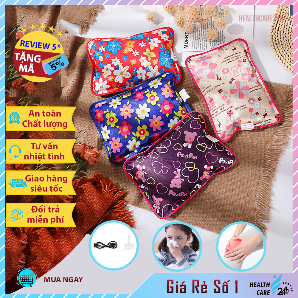Túi chườm nóng sạc điện tự ngắt, Healthcare24h I006, túi sưởi giảm ê buốt, đau nhức chân tay, giảm đau bụng kinh