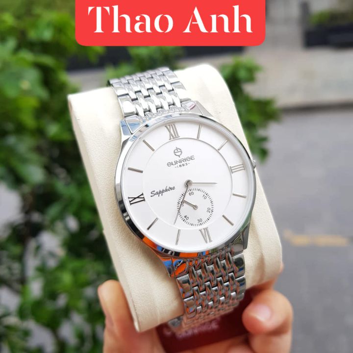 Đồng hồ nam sunrise 1109sa kính sapphire, chống nước 3atm