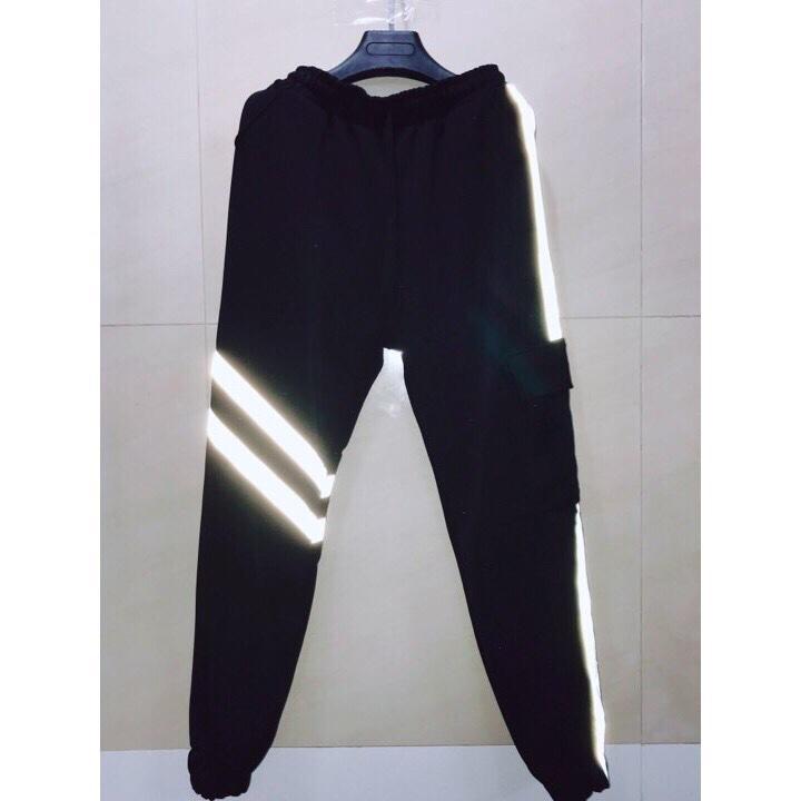 Quần jogger hiphop nam nữ viền vạch phản quang uzu