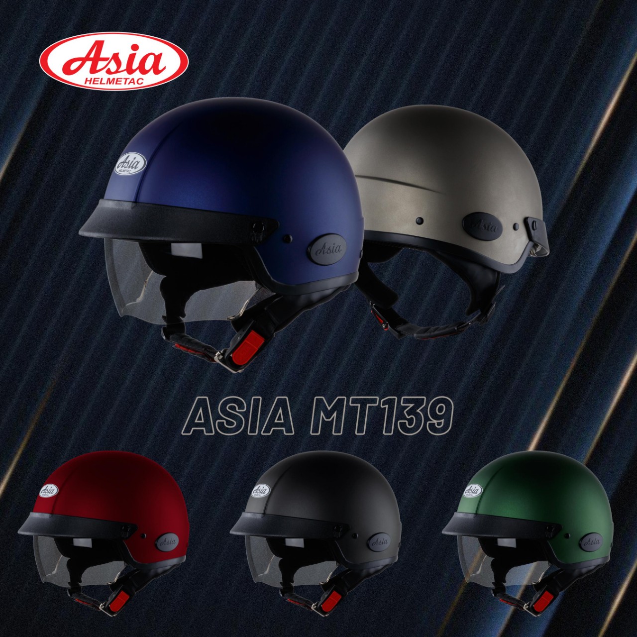 Mũ bảo hiểm M139 ASIA KÍNH DẤU (MÀU XANH RÊU)
