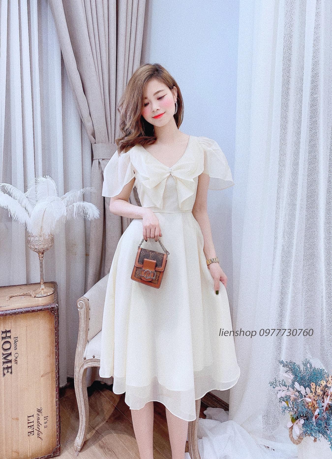 Đầm tiểu thư dự tiệc dáng xòe dễ thương - 2 màu - Freesize 42-57kg - XungStore