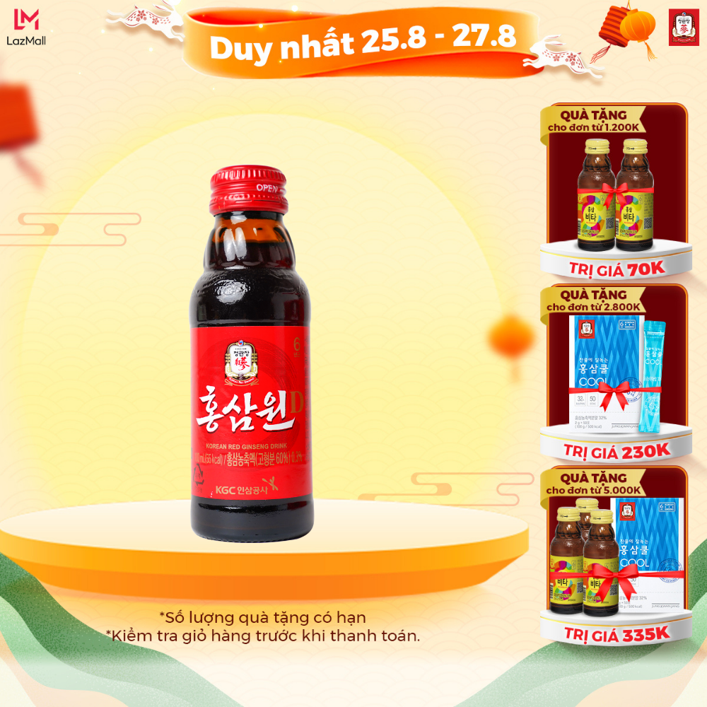 1 chai nước uống tăng lực hồng sâm won