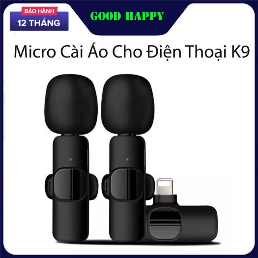 Micro không dây k9 khử tiếng ồn,kết nối lightning , đầu cắm chuẩn iphone. micro cài áo mini cắm vào và dùng ngay hỗ trợ ghi hình video, phát trực tiếp trên tiktok, fb , quay vlog, đồng bộ hóa tự động cho buổi phỏng vấn
