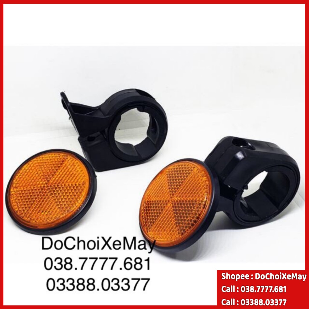 Mắt mèo phản quang bắt phuộc trước cho mọi loại xe - bạc -đỏ