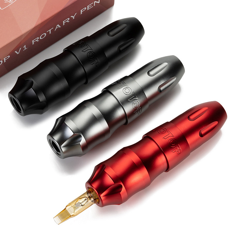 TOTOP Hình xăm mới mạnh máy xoay Pen với Japan Motor Strong Quiet for Cartridge Liner và Shade Supply
