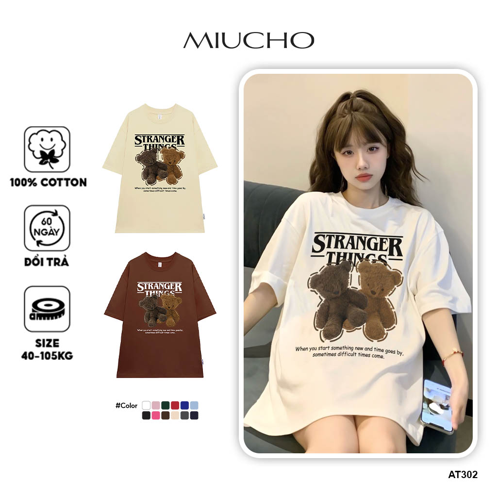  Áo thun nữ tay lỡ form rộng đẹp chất vải cotton mềm mại local brand Miucho AT302 in graphic 