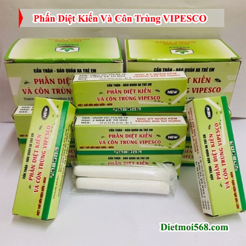 Phấn diệt kiến và côn trùng VIPESCO ( Hộp 2 viên) - DẠNG VIÊN PHẤN - CÓ THỂ VẼ HOẶC NGHIỀN BỘT RẮC