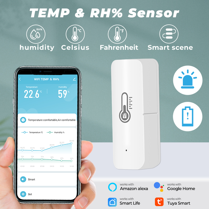 Tuya Wifi nhiệt độ độ ẩm cảm biến cuộc sống thông minh Wifi thermoneter nhà làm việc với Alexa nhà không có Hub yêu cầu