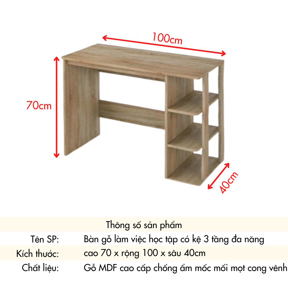 Bàn làm việc kệ lửng, bàn gỗ chân sắt sơn tĩnh điện chắc chắn