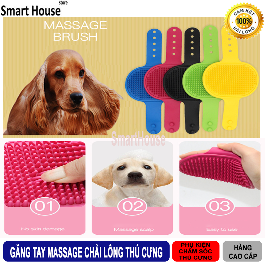 Găng Tay Massage Thú Cưng - Bao Tay Chải Lông Chó Mèo Đeo Tay - Phụ Kiện Chăm Sóc Tắm và Chải Lông Thú Cưng